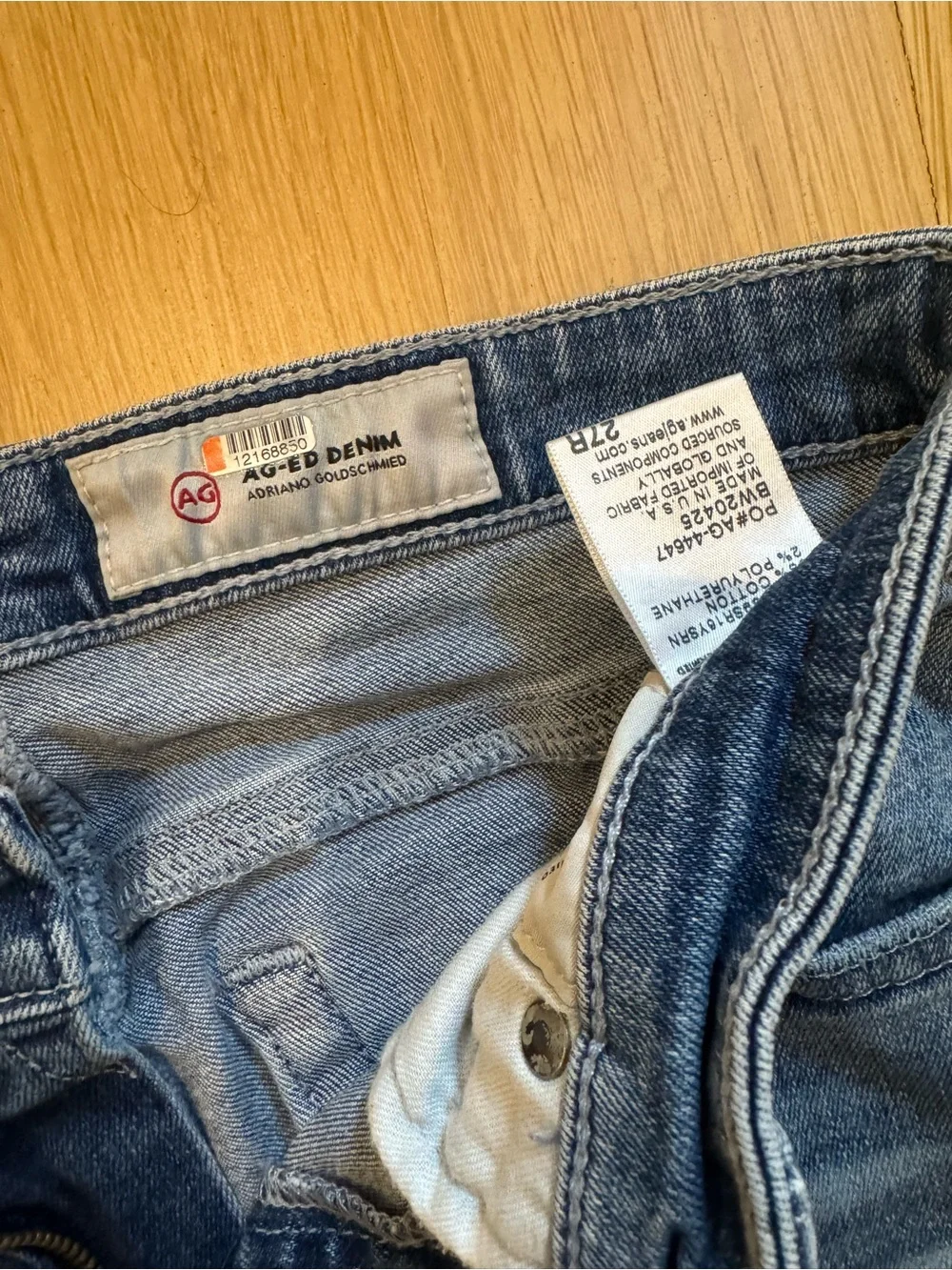 AG Adriano Goldschmied Womens Medium Blue Skinny Jeans with Raw Hem